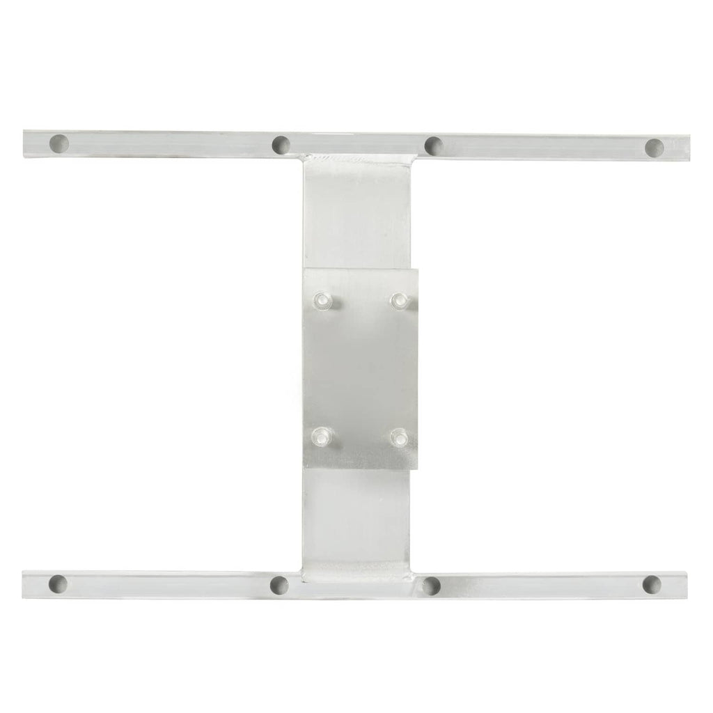 Aluminum H-mount spare tire carrier front view with center mounting plate