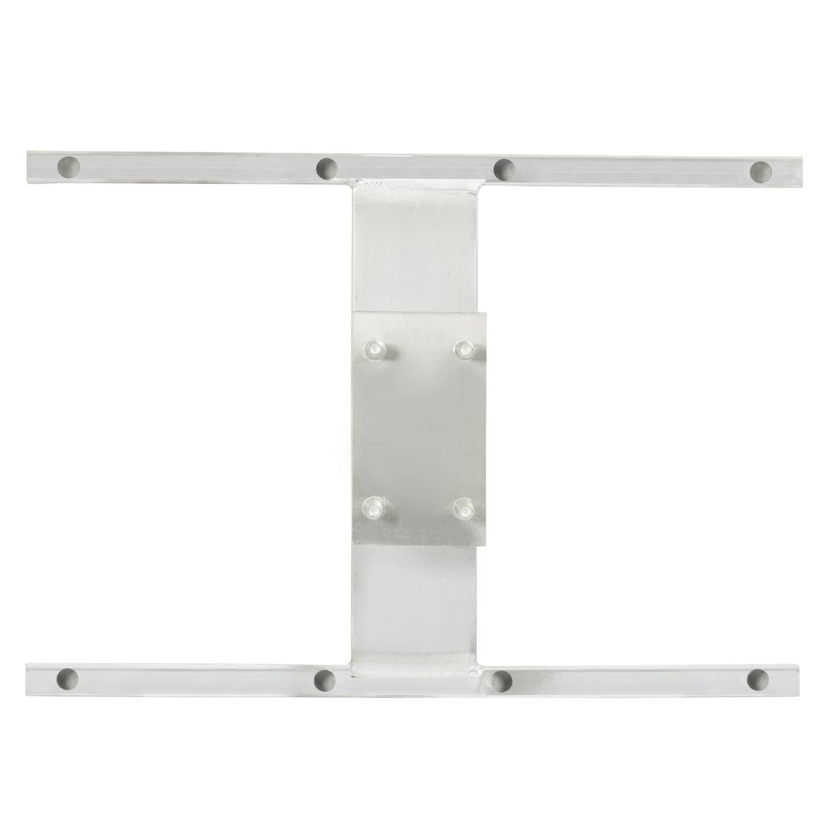 Aluminum H-mount spare tire carrier front view with center mounting plate