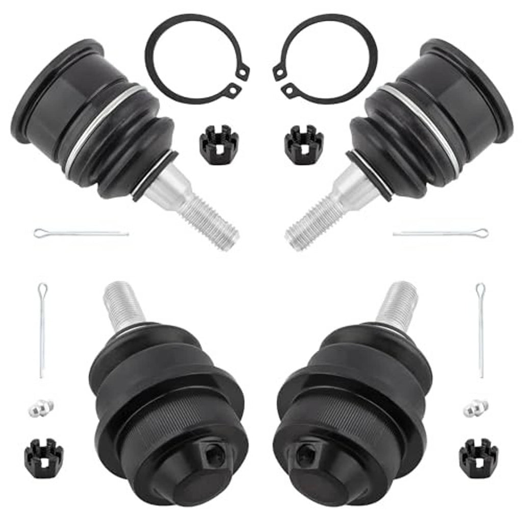 Front ball joint kit set (4) with black boots, cotter pins, clips and rings