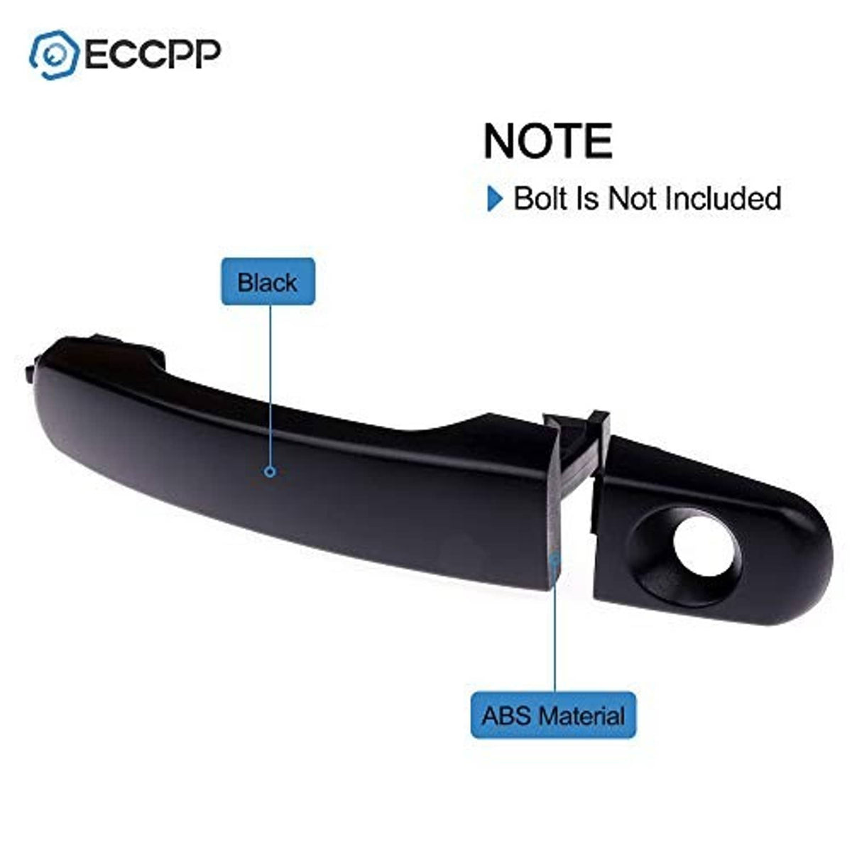 Exterior door handle, matte black ABS material look, with round key cylinder opening