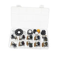 10k 5-pin horizontal single-turn potentiometer set in clear storage case with components