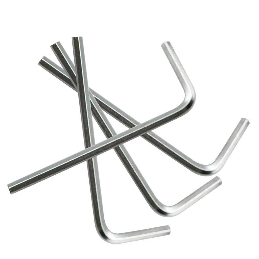 Single 2 mm L-shaped Allen wrench in silver with hex drive end
