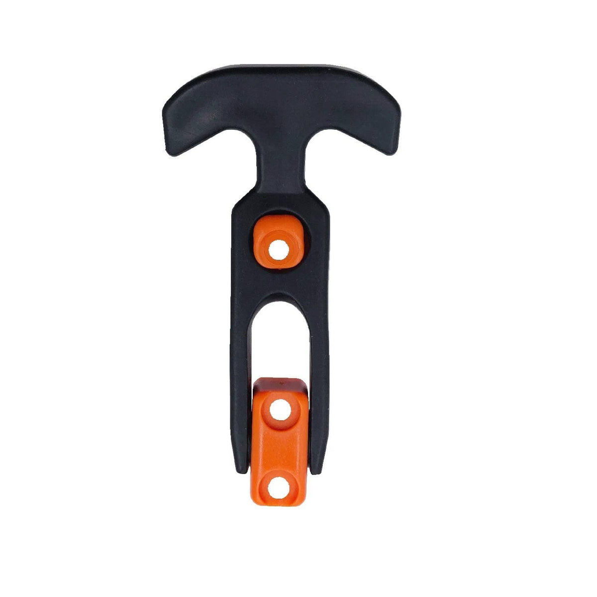 Black cooler latch clip with orange insert and mounting button