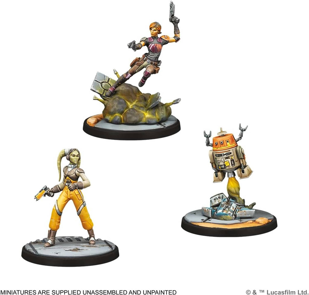 Star Wars Shatterpoint squad miniatures set: three character figures on bases