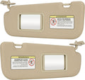 Beige sun visor pair with built-in mirror windows and mounting clips