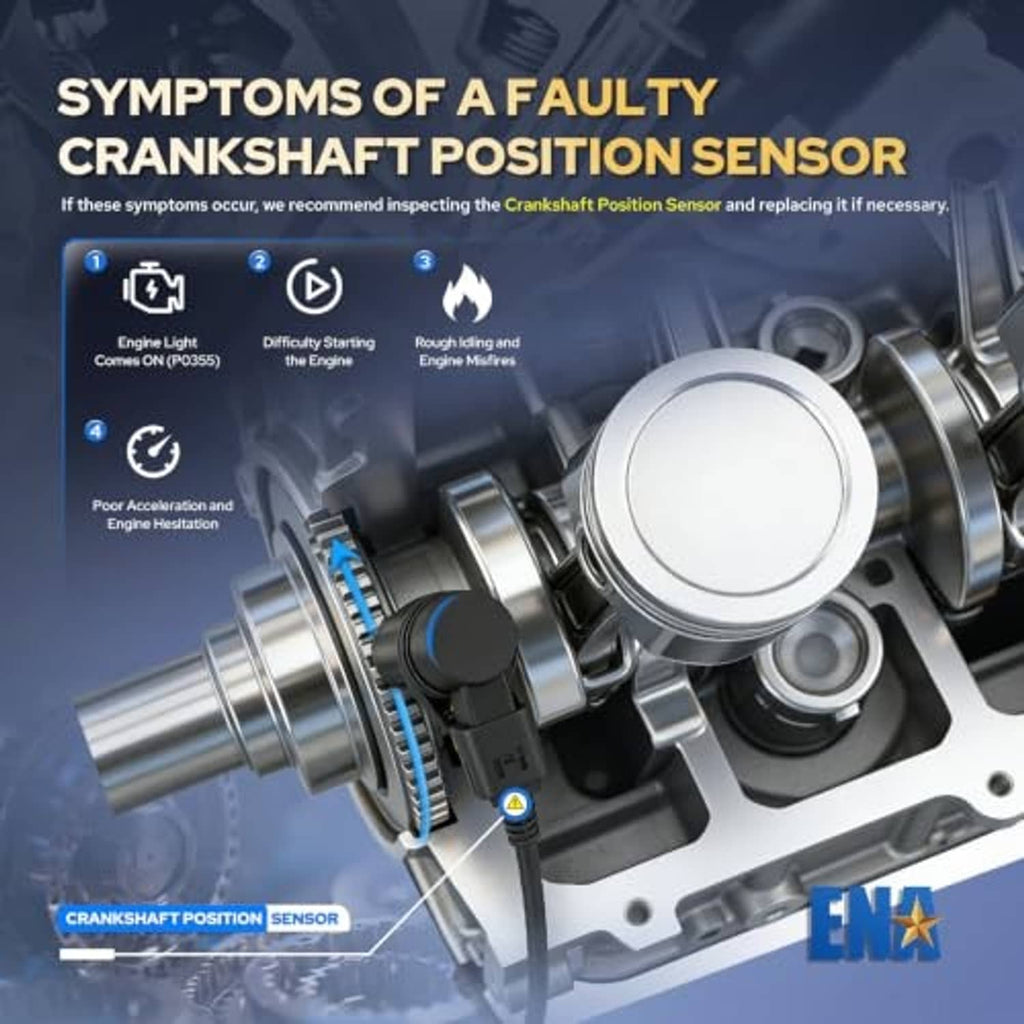 Crankshaft position sensor near engine components, black housing with red seal
