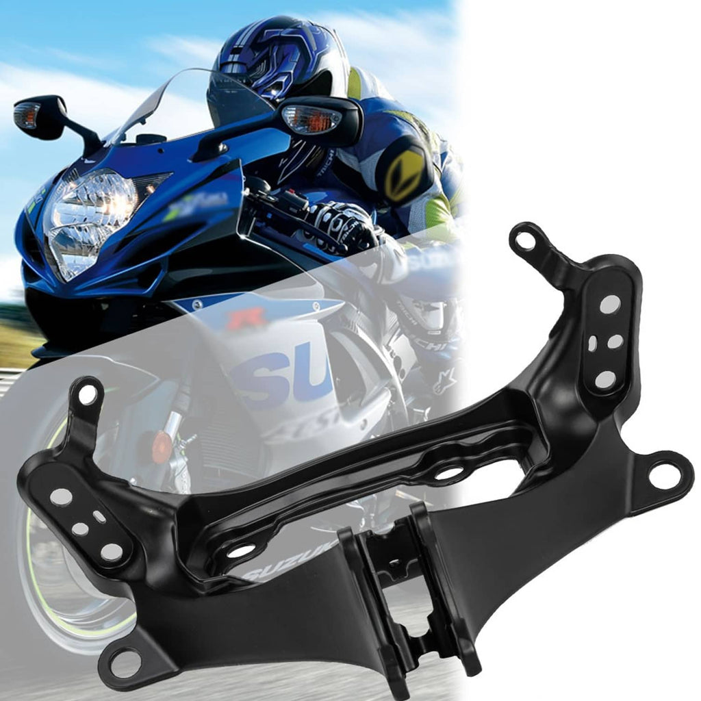 Black upper fairing bracket with side mounting tabs and bolt holes