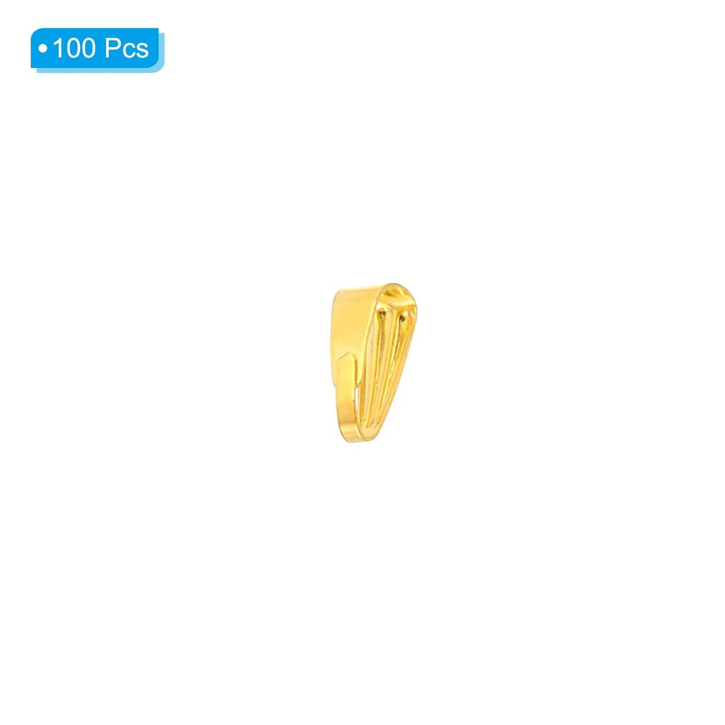 Gold tone snap bail hook pinch charm, curved loop with vertical ridges