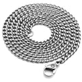 Stainless steel chain necklace with curb links and round lobster clasp, silver tone