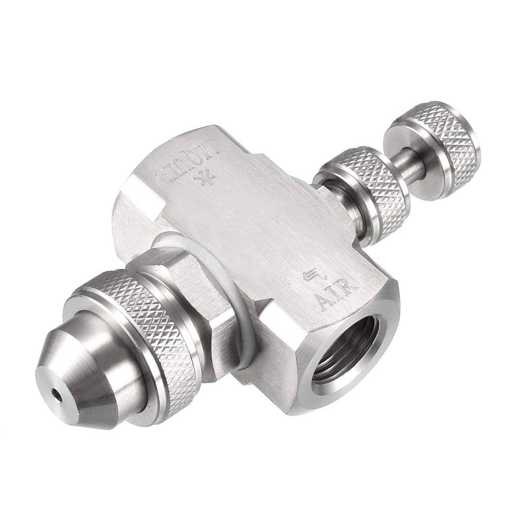 Metal air atomizing nozzle with textured grip ends and side outlet