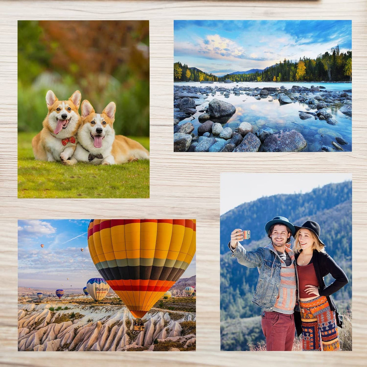 Four rectangular landscape photo prints displayed together