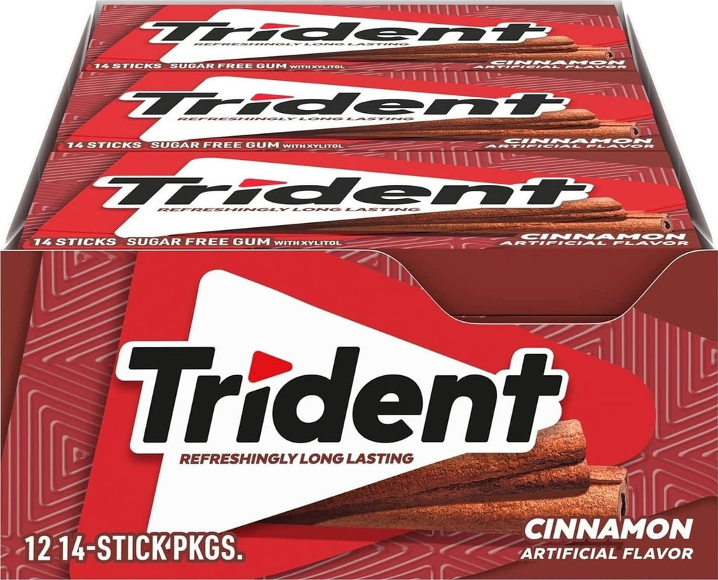 Trident cinnamon sugar-free gum pack, 14 sticks, red package