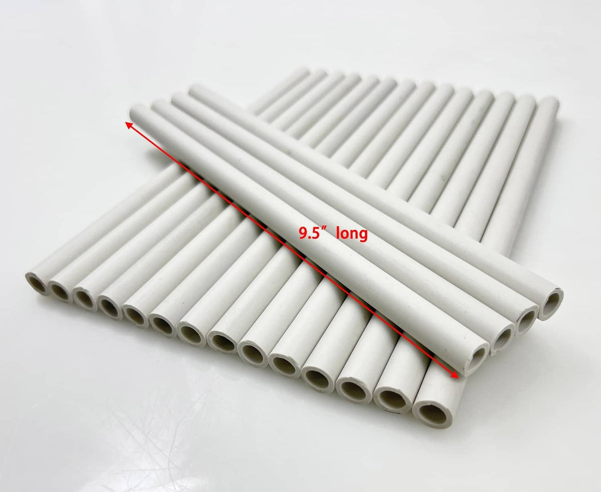 Ceramic grill radiant rods, 9.5 in long tubes with end holes
