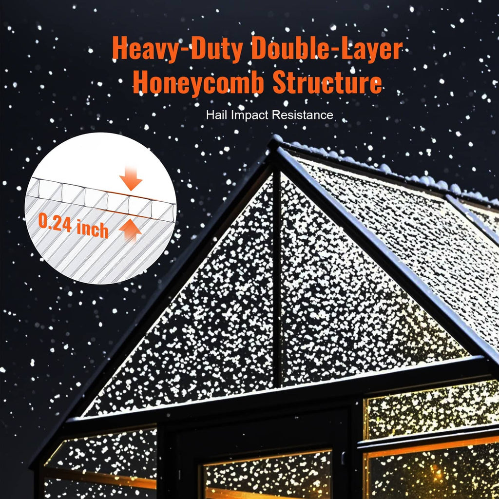 Polycarbonate greenhouse roof panels with textured double-layer honeycomb pattern look