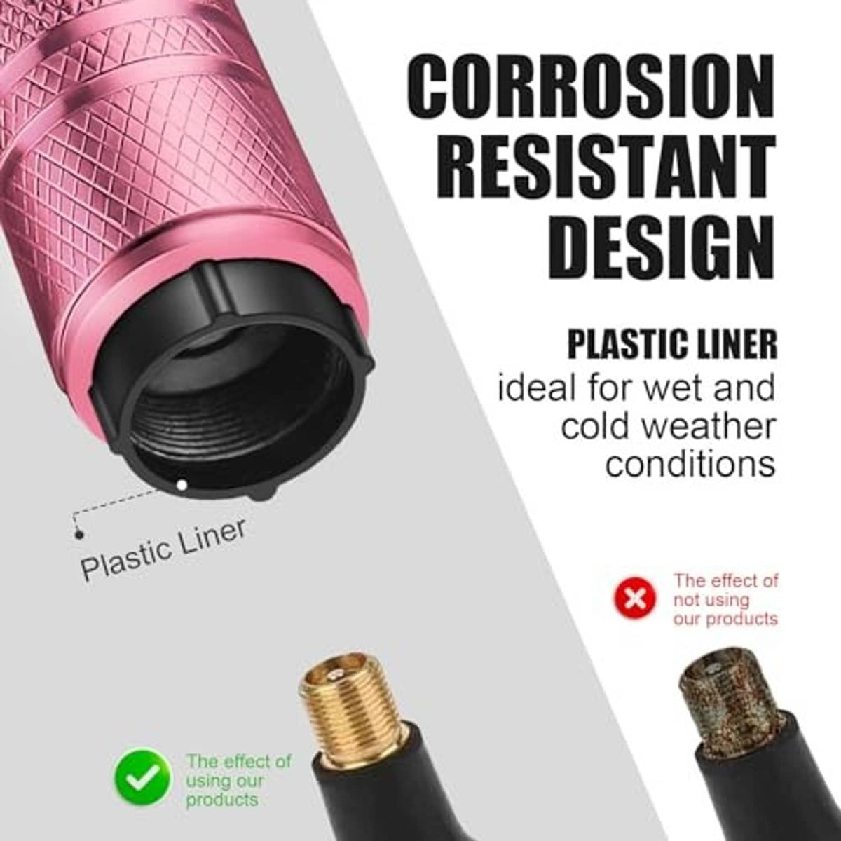 Pink tire valve stem cap with cat paw top and black plastic liner