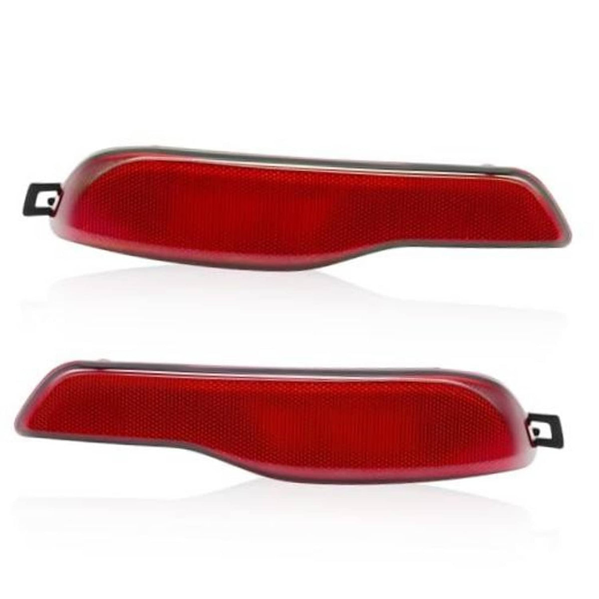 Red rear bumper reflector light, left and right pair with black mounting bracket