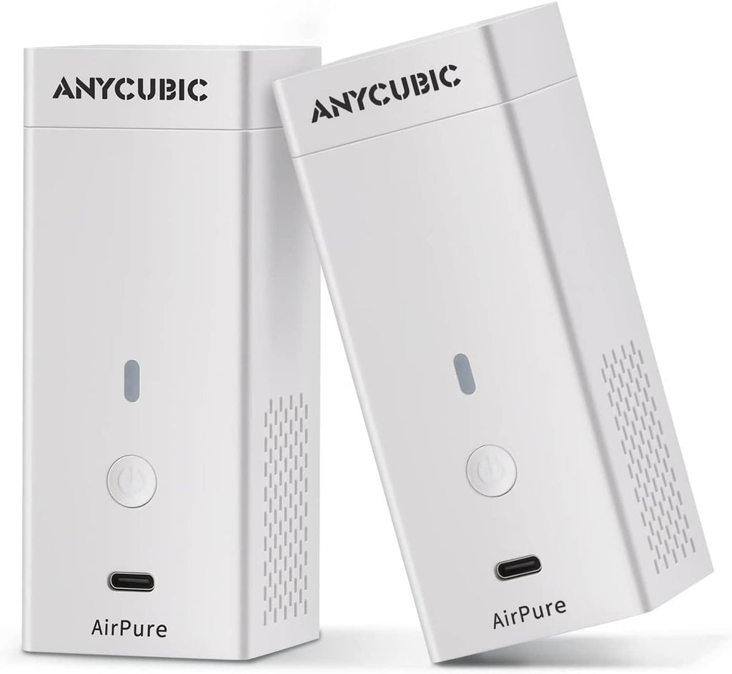 ANYCUBIC AirPure purifier accessory, white, front and side vent details with buttons