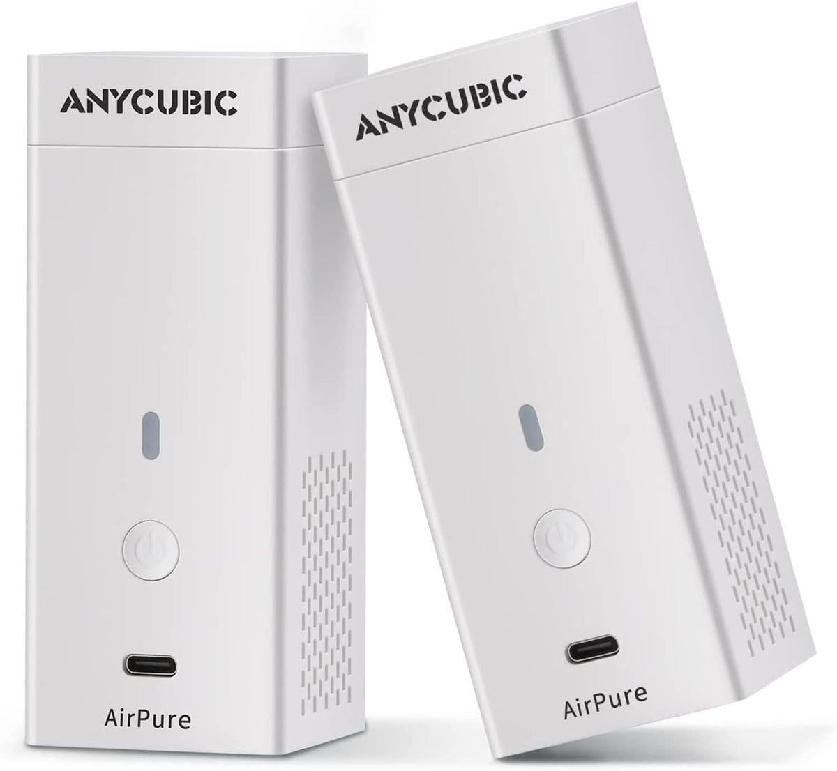 ANYCUBIC AirPure purifier accessory, white, front and side vent details with buttons