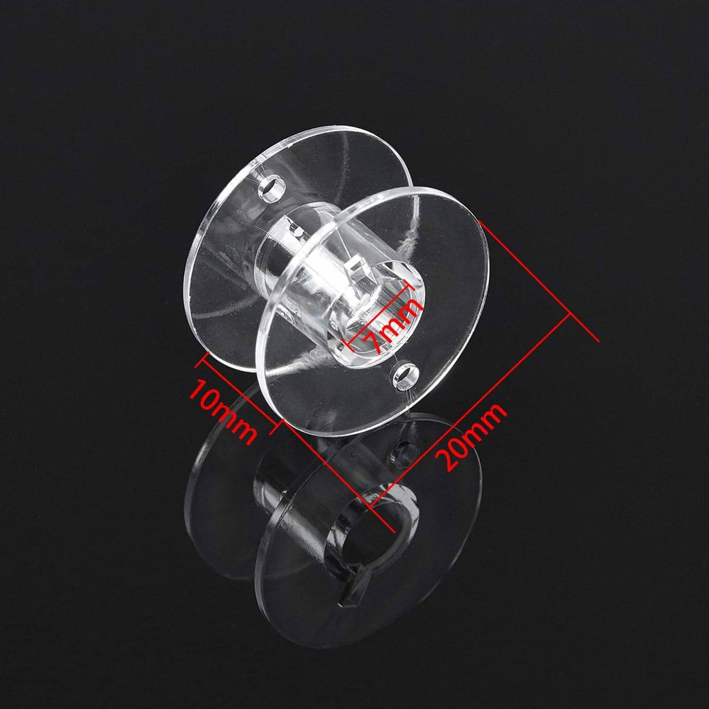 Transparent plastic bobbin spool set, 10mm x 20mm size markings