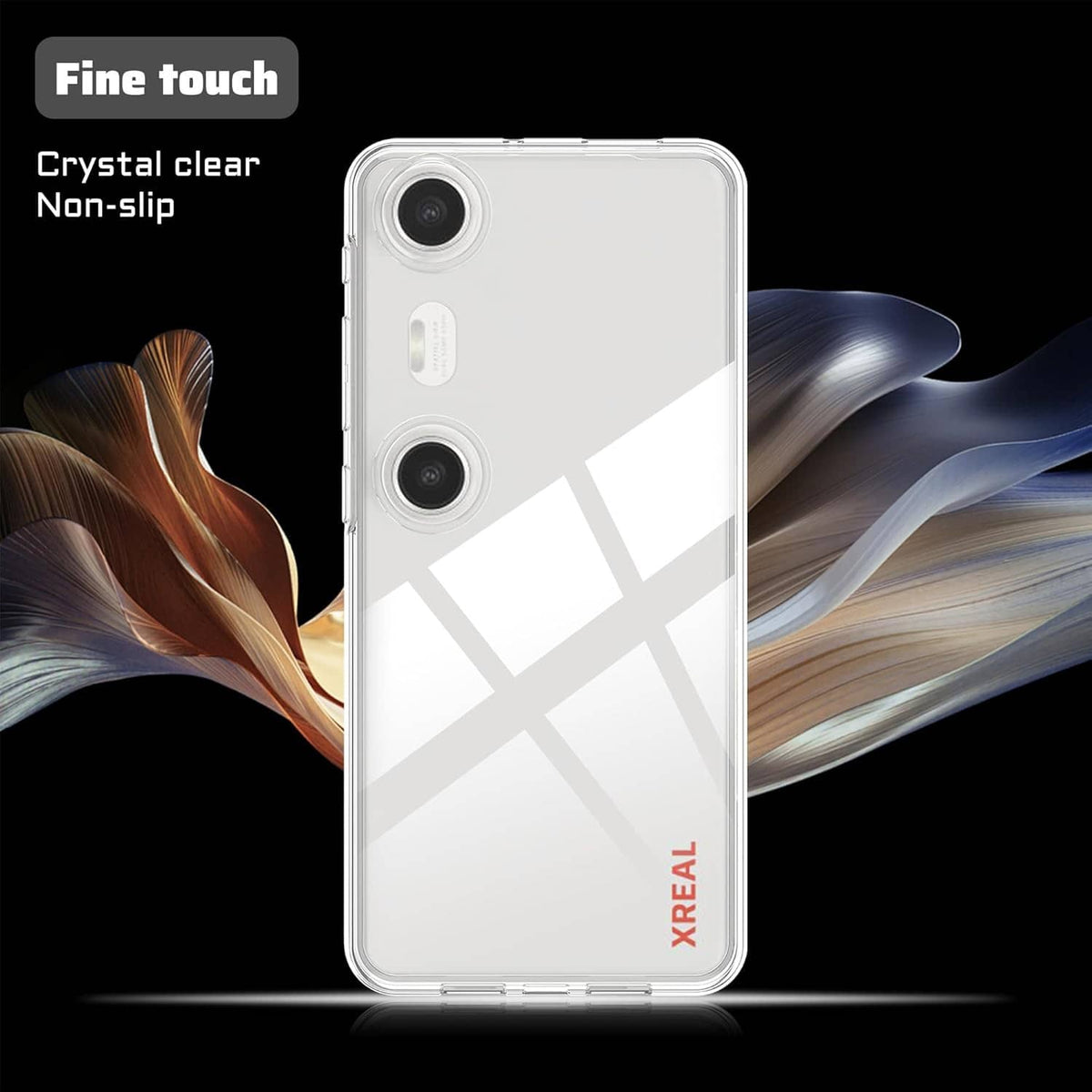 Clear white phone case with geometric pattern and camera openings