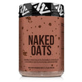 Naked Oats Double Chocolate overnight oats powder tub, brown with black patterned lid
