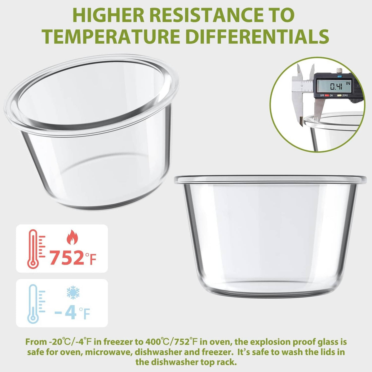 Clear glass meal prep bowl-style container with airtight lid, heat-safe design.