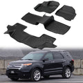 Black TPE all-weather floor mat set for 3-row bench seating, molded ridges