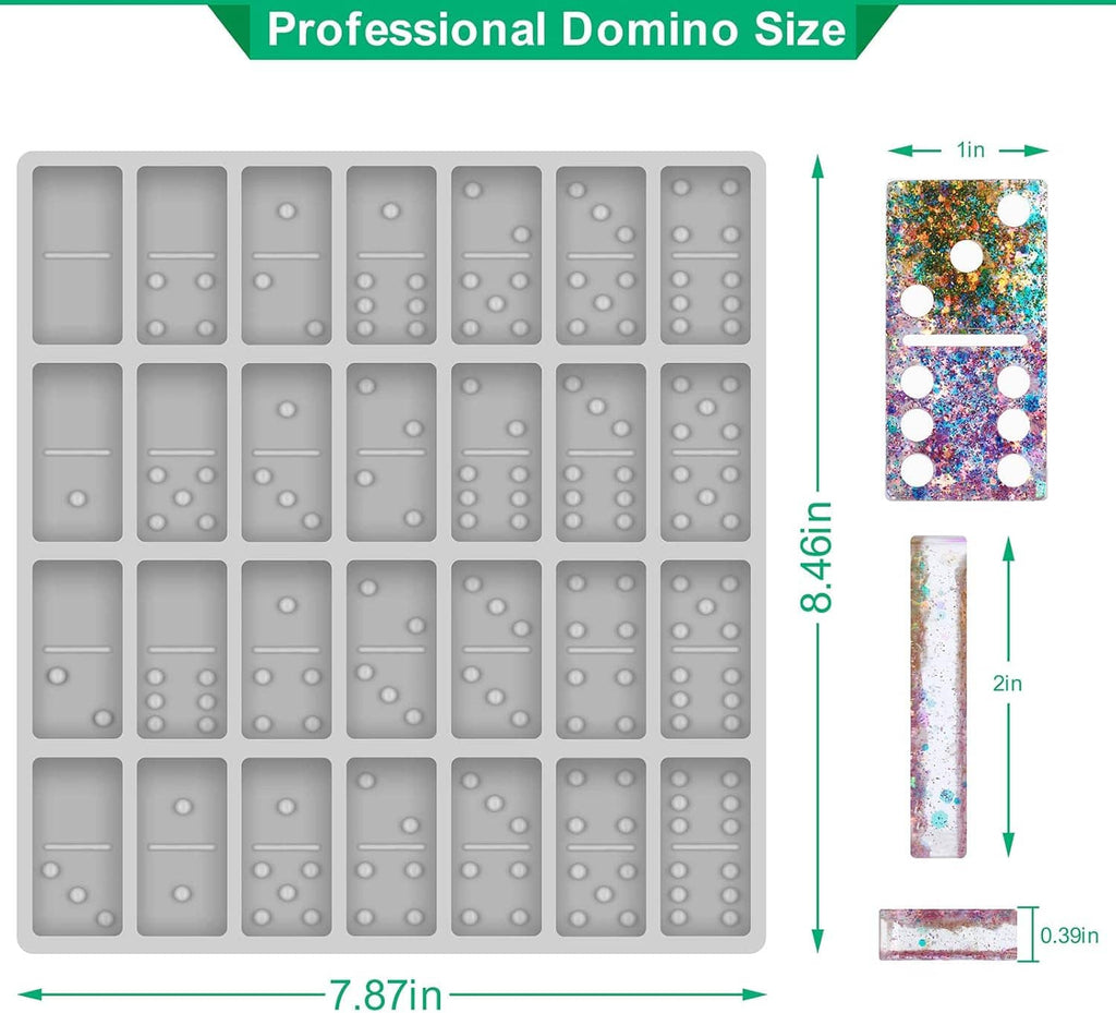 Jumbo domino silicone mold tray with size diagram showing 7.87 in by 8.46 in
