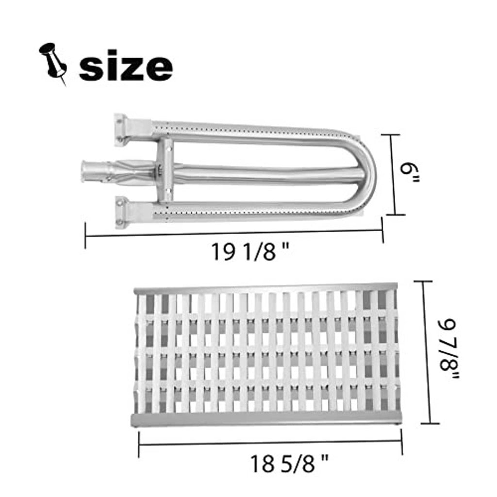 Stainless steel heat shield grate and burner tube frame, rectangular fit