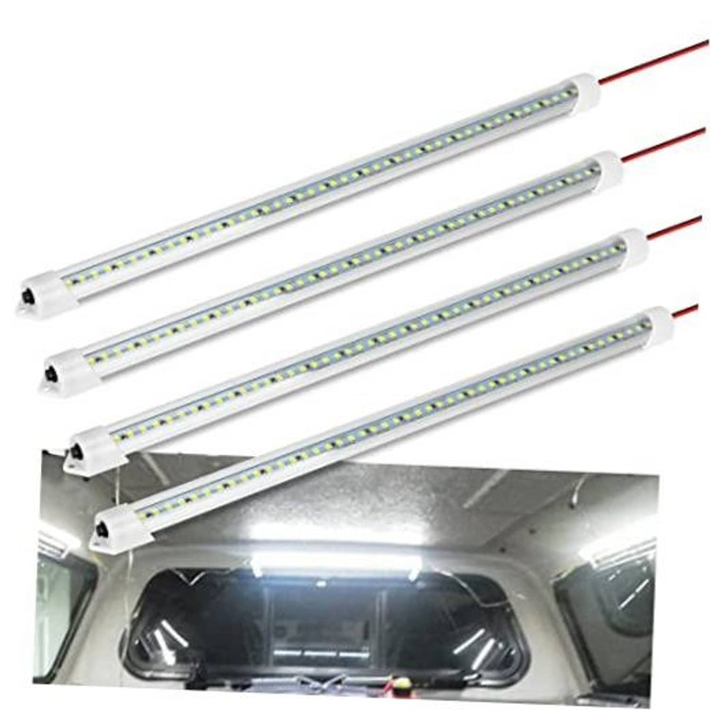 12V interior LED light bar set with white housing and connected red/black wires