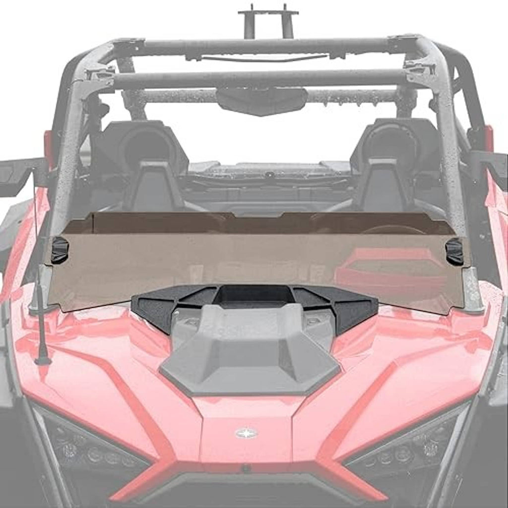 Tinted half windshield panel over the UTV front dash with black mounting arms
