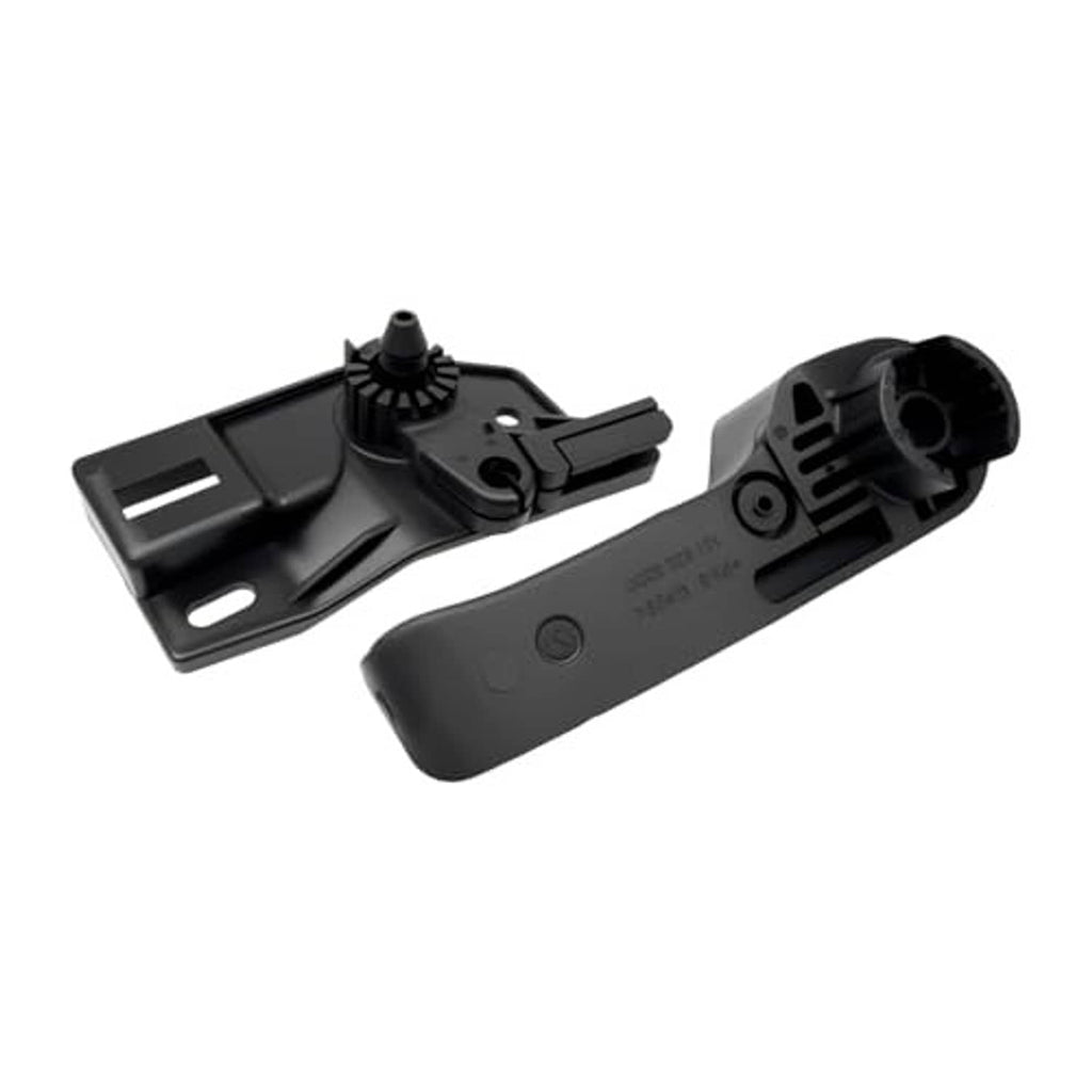Black hood release grip handle with bracket, two-piece layout.