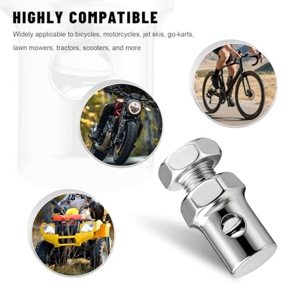 Single silver stainless steel throttle brake cable stop clamp end with threaded section