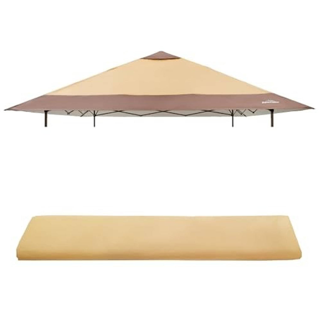 Khaki canopy replacement top cover shown flat with smooth fabric panel