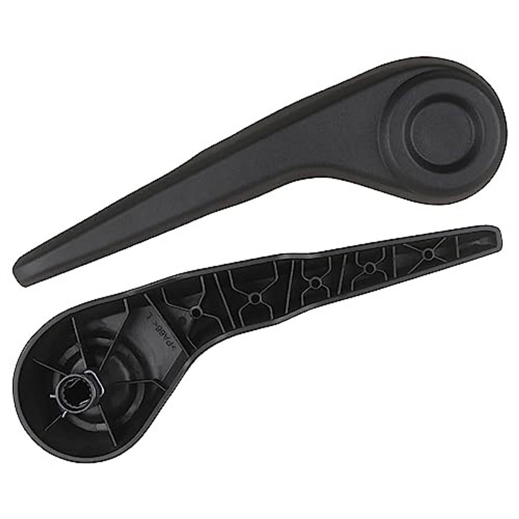 Seat recliner handle lever, dark gray, underside with circular knob and molded pattern