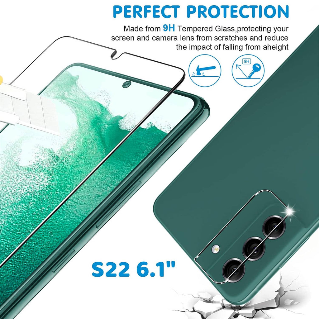 9H tempered glass screen and camera lens protection for Samsung Galaxy S22 smartphone