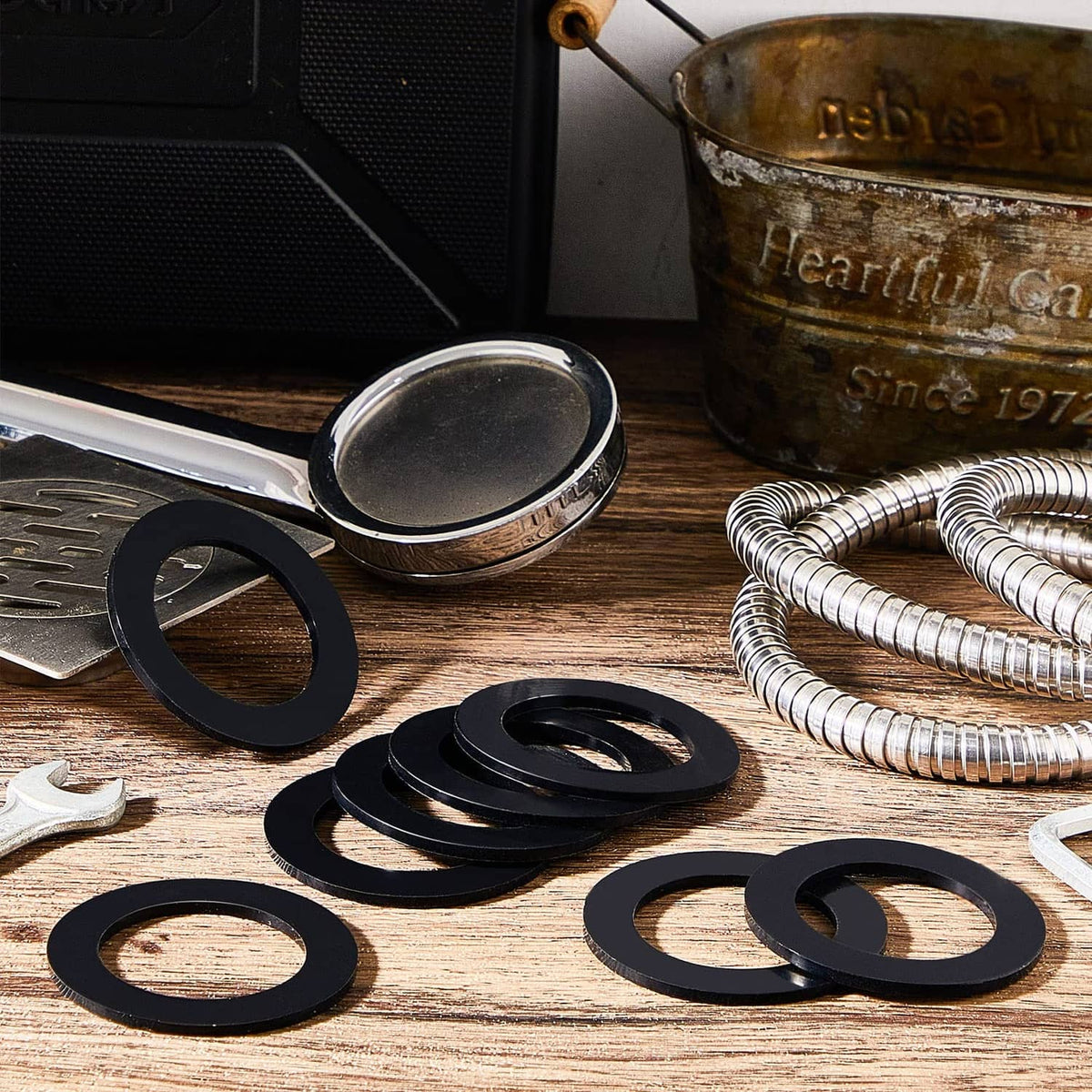 Black rubber gasket washers set with inner holes
