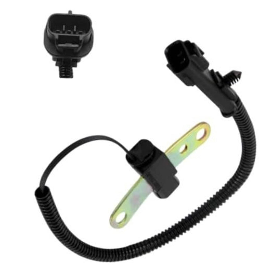 Crankshaft position sensor with black connector, mounting bracket, and wire harness