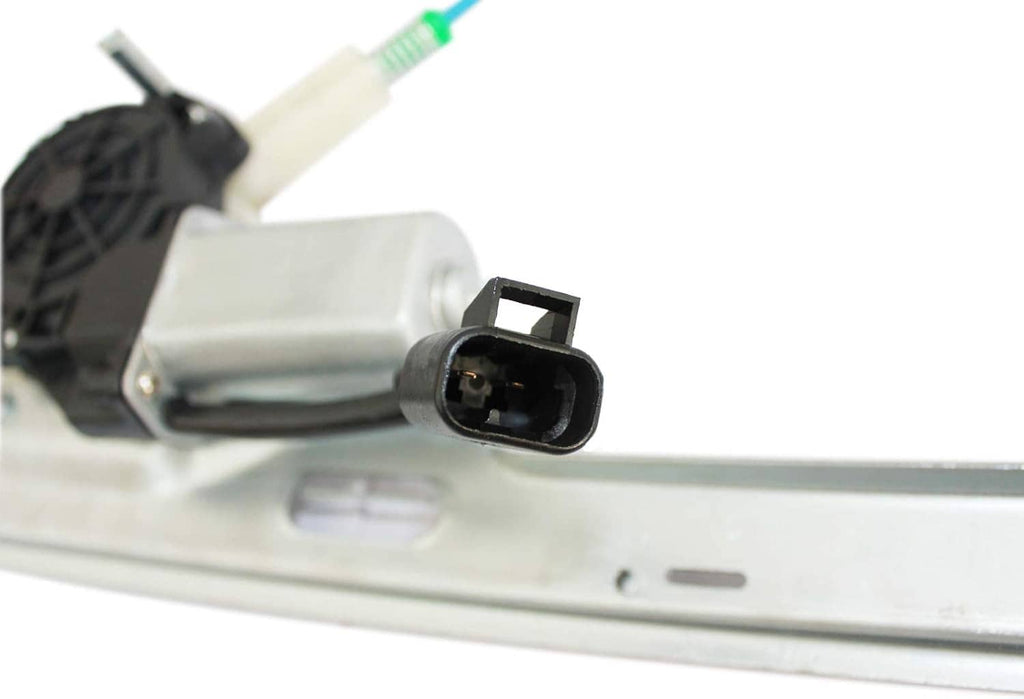 Power window regulator motor with electrical connector and bracket