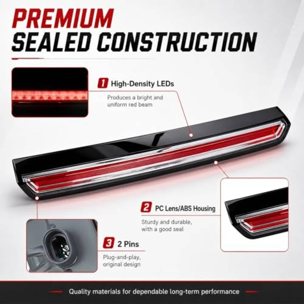 LED 3rd brake light bar with red lens and black sealed housing