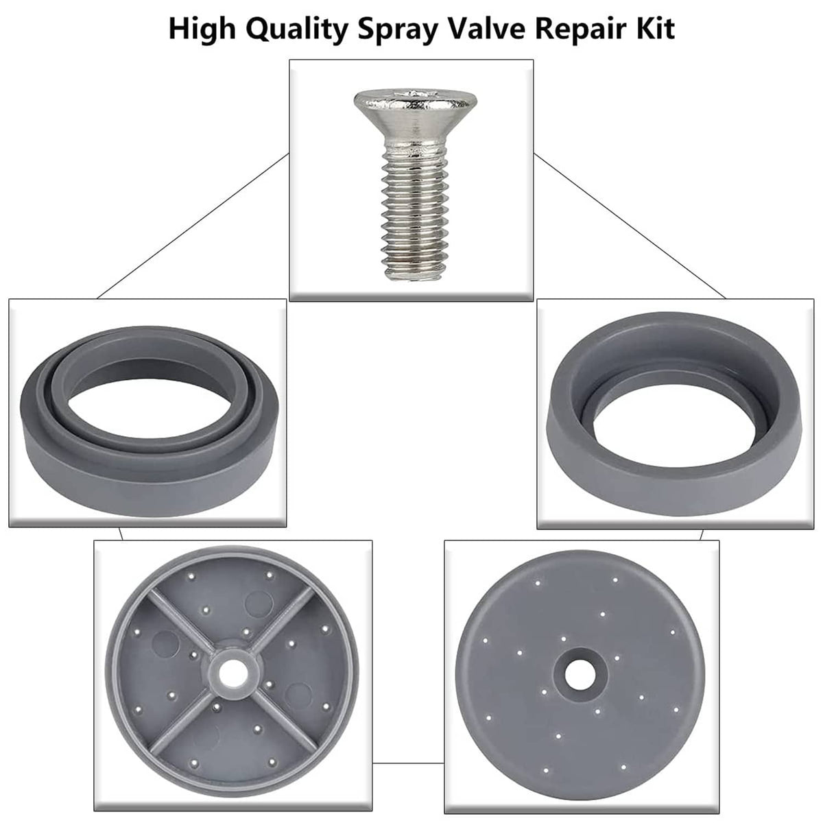 Pre-rinse sprayer repair kit parts: gray sealing ring and spray valve face
