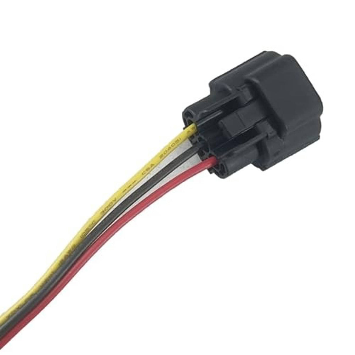 Black cam sensor connector pigtail with red, yellow, and gray wire leads