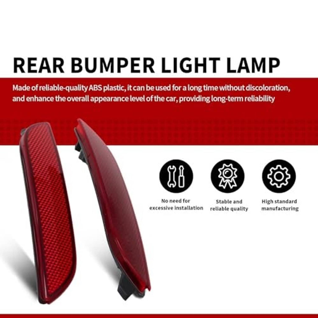 Two red rear bumper reflector lights with side mounting clips visible