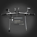Chrome forward control pegs and levers linkage kit with black rubber grips and hardware