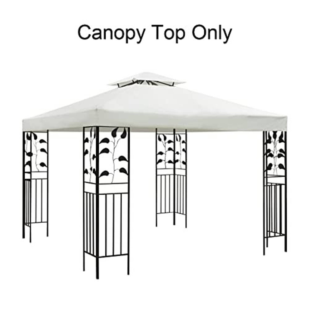 Off-white gazebo canopy top only with peaked roof and open side walls