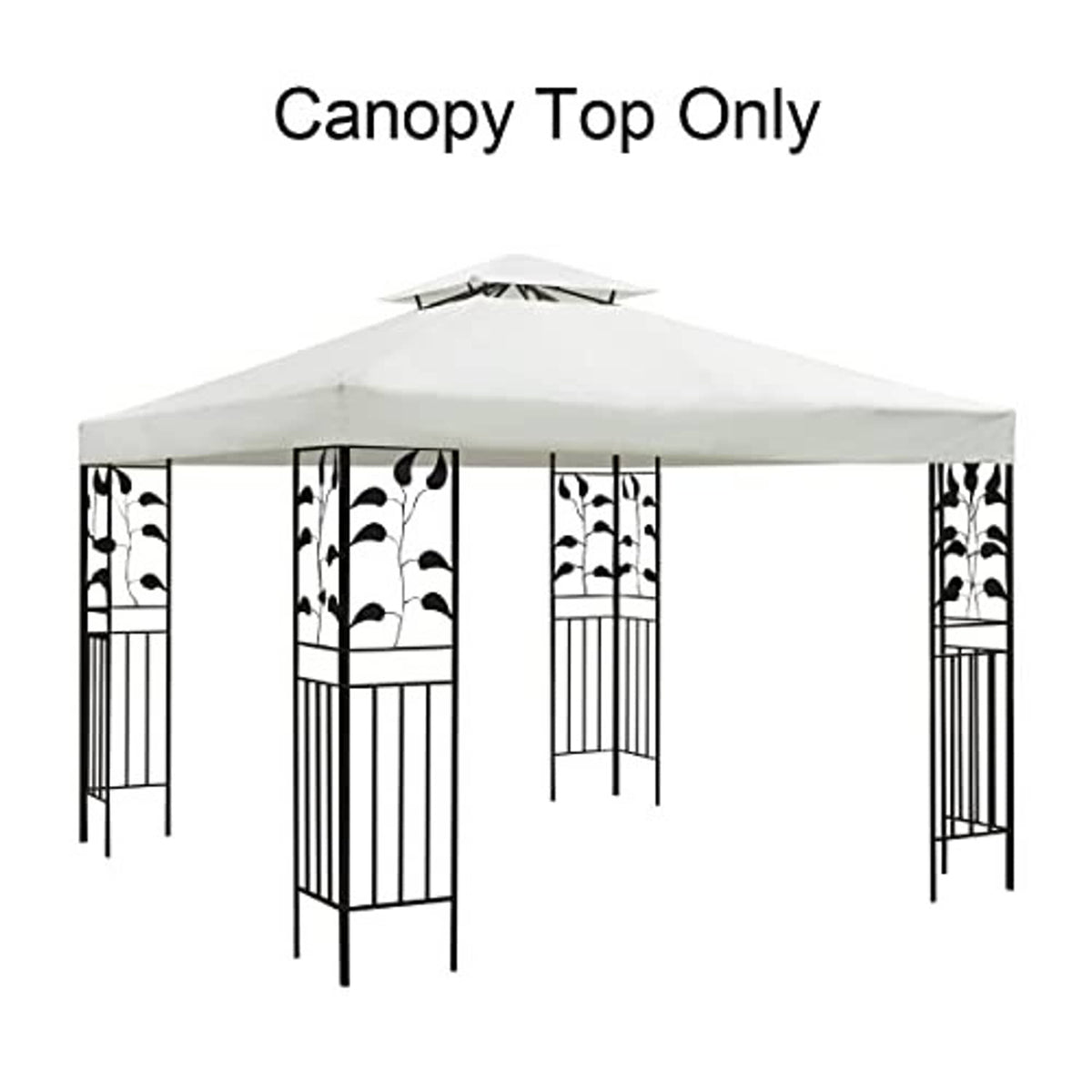 Off-white gazebo canopy top only with peaked roof and open side walls