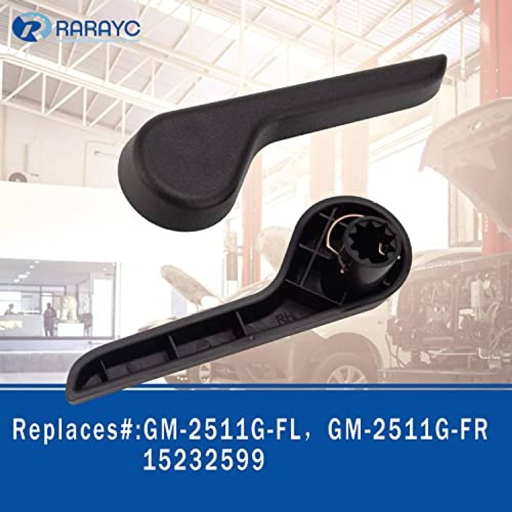 Black seat recliner handle replacement, long curved handle detail