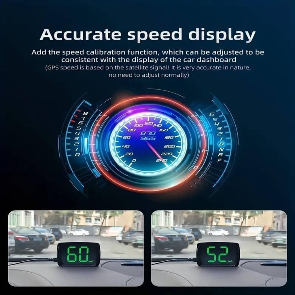 Digital speed display graphic with circular gauge and glowing blue and red ring