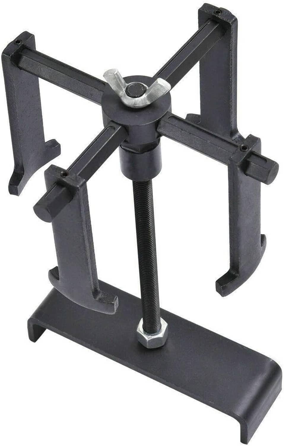 Automatic transmission clutch spring compressor tool with four-armed frame and screw