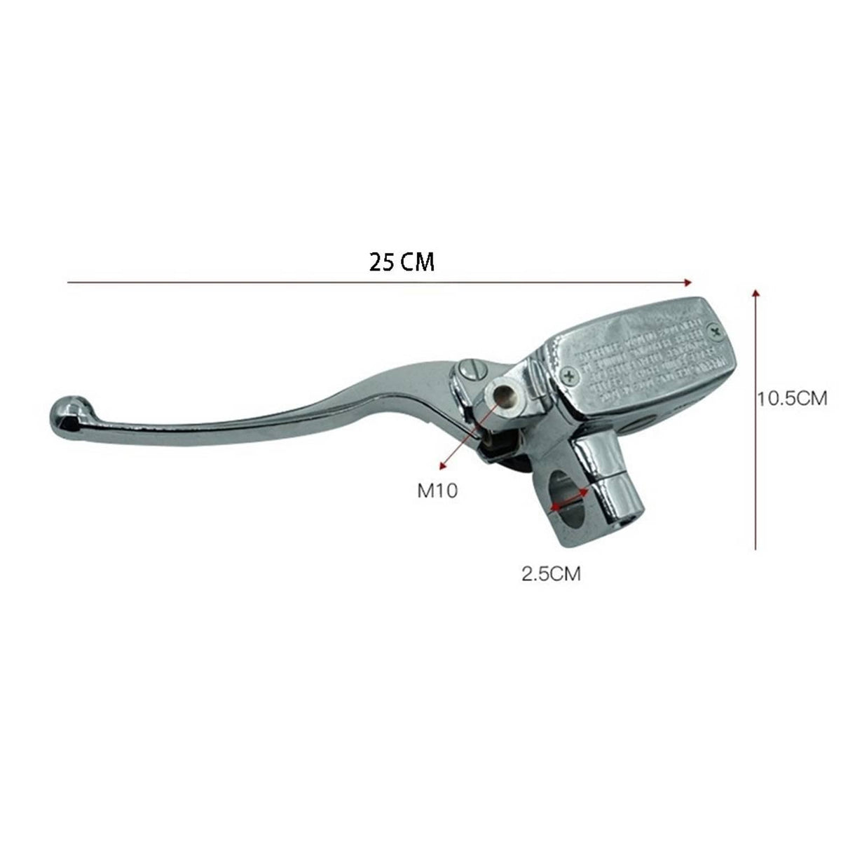 Right front motorcycle brake master cylinder and chrome lever